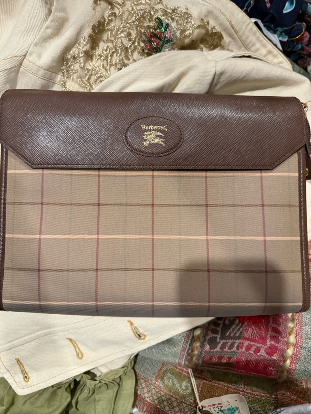 Burberry Brown Checked Clutch
